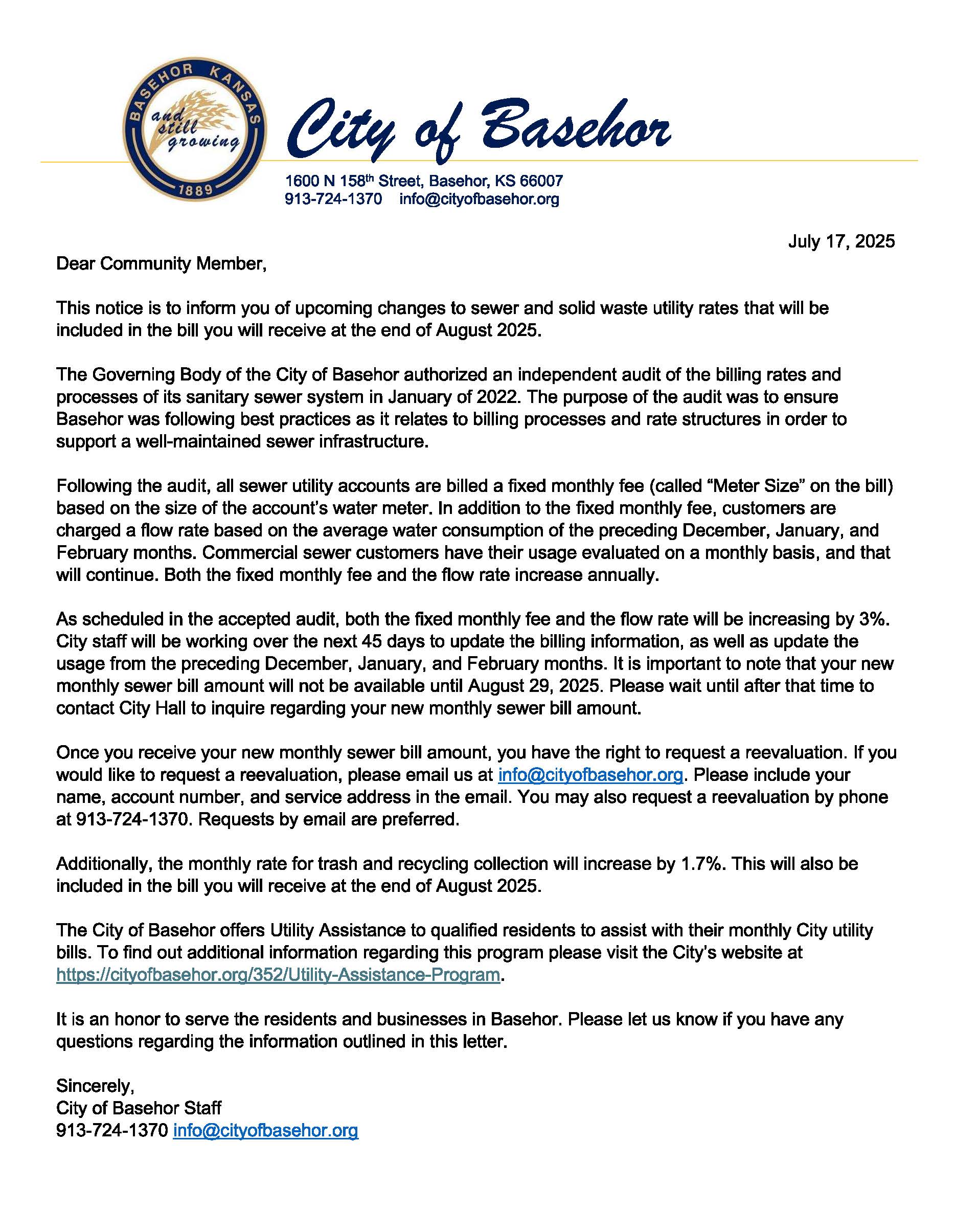 7.2025 Utility Rates for 2025